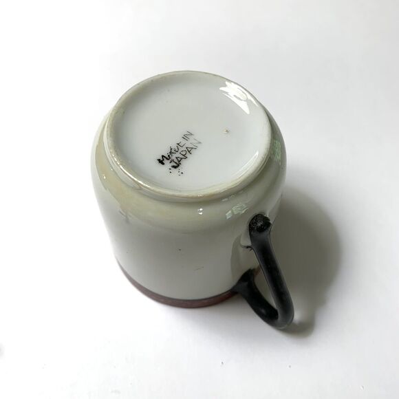 Handpainted Lustreware Cup Saucer Creamer Made in Japan Orange Rim Floral Vtg - Picture 11 of 11